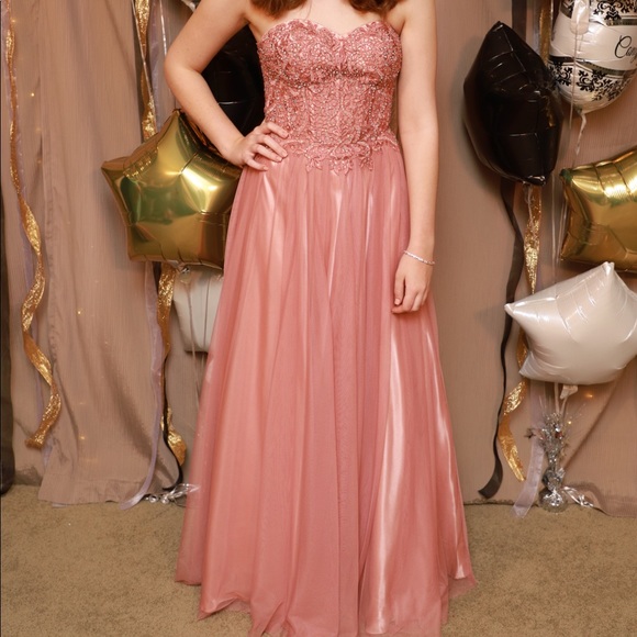 dusty rose prom dress